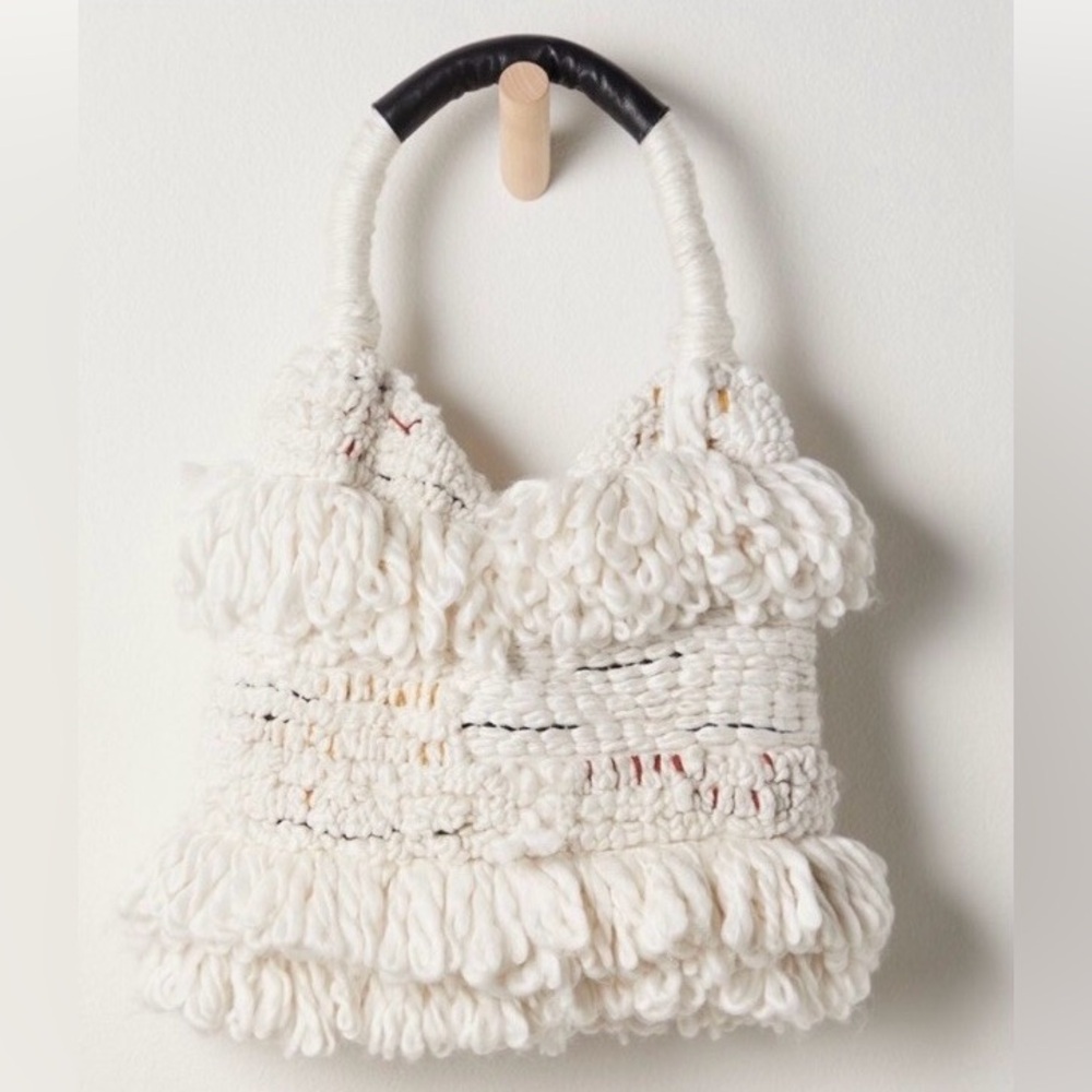 NWT Free People Oslo Cream Textured Shoulder Tote Bag